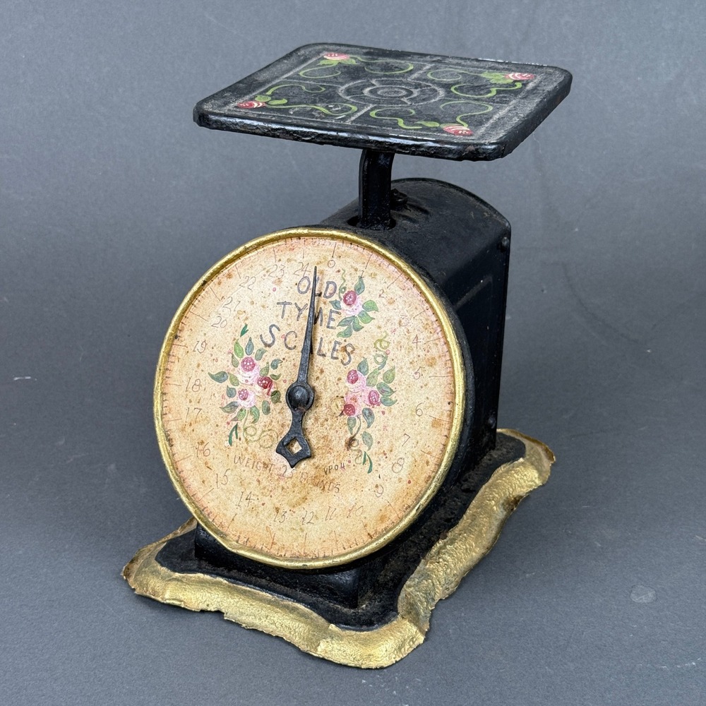 Vtg Old Tyme Scales style Hand Painted Floral Kitchen Decorative Farmhouse Scale